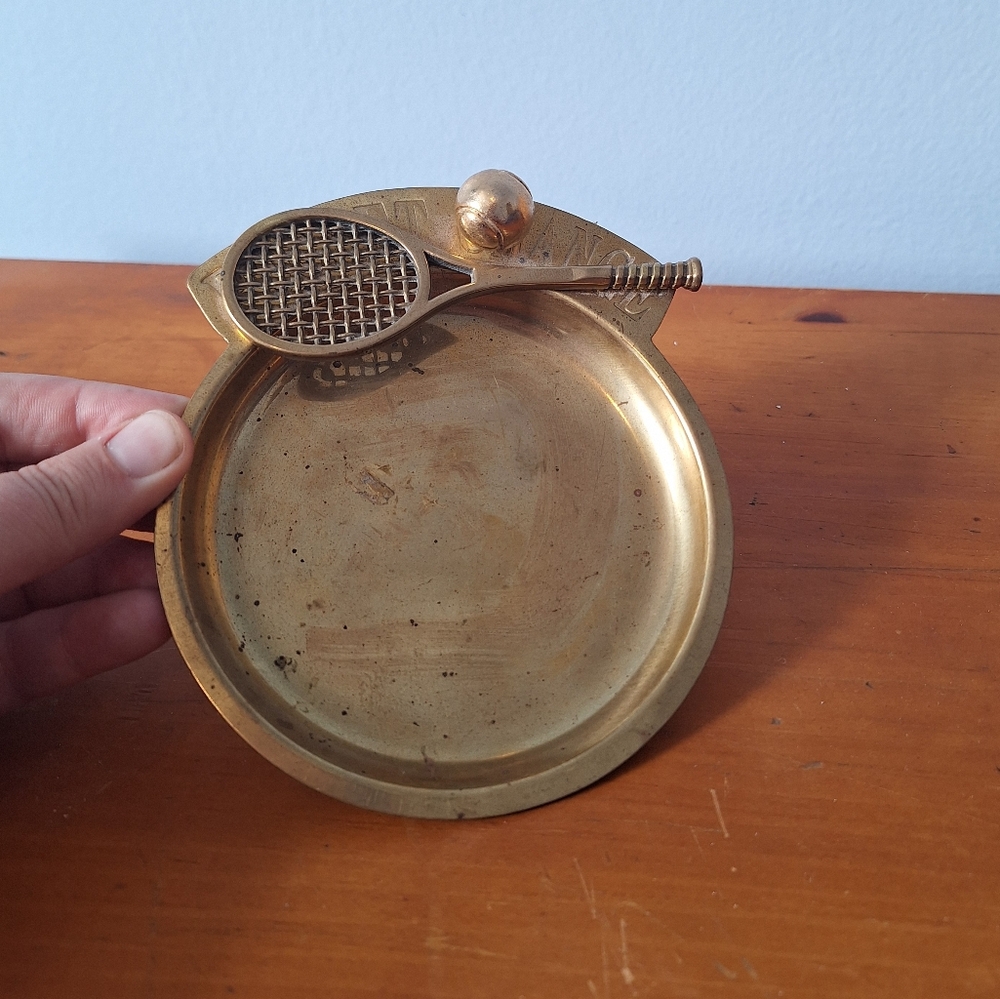 Brass Tennis Racket Pocket Change Tray
